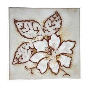Floral Ceramic Tile Trivet Brown White Gray Cottagecore Cottage S Marco 6"